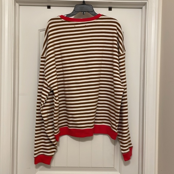 Free People Classic Striped Oversized Crewneck Coffee Combo size XL - Picture 8 of 10
